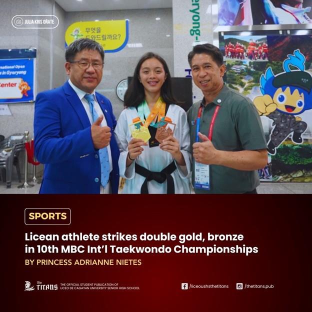 Licean athlete strikes double gold, bronze in 10th MBC Int’l Taekwondo Championships